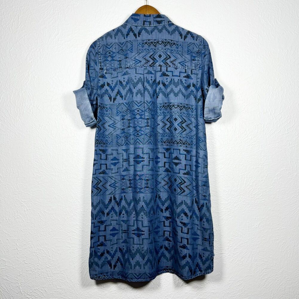 Philosophy Nordstrom Southwestern Boho Chambray Shirt Dress Size Small - Picture 2 of 11